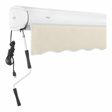 AWNTECH Key West 12' Linen Heavy-Duty Left Motor Retractable Patio Awning with Protective Hood 237FCL12L